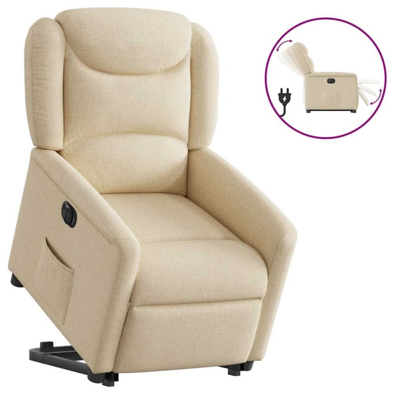Fauteuil inclinable électrique crème tissu 