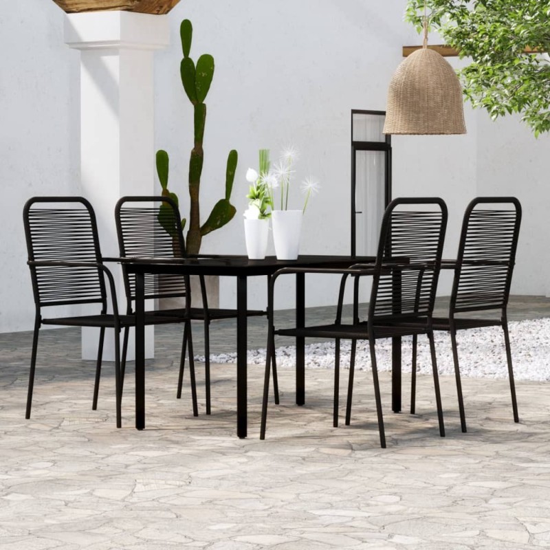 Ensemble à manger de jardin 5 pcs Noir 