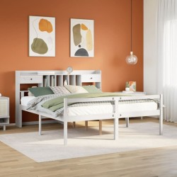 Lit bibliothèque sans matelas blanc 180x200 cm bois pin massif 