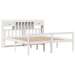 Lit bibliothèque sans matelas blanc 180x200 cm bois pin massif 
