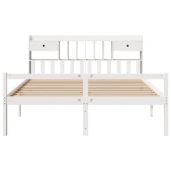 Lit bibliothèque sans matelas blanc 180x200 cm bois pin massif 