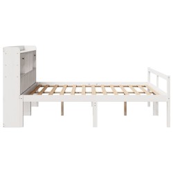 Lit bibliothèque sans matelas blanc 180x200 cm bois pin massif 