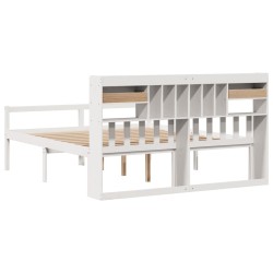 Lit bibliothèque sans matelas blanc 180x200 cm bois pin massif 