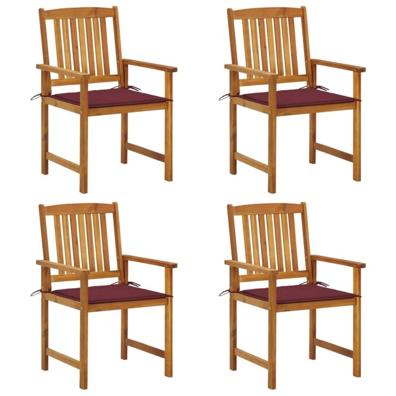 Chaises de jardin avec coussins lot de 4 Bois d'acacia massif Chaises de jardin avec coussins lot de 4 Bois d'acacia massif