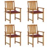 Chaises de jardin avec coussins lot de 4 Bois d'acacia massif 