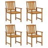 Chaises de jardin avec coussins lot de 4 Bois d'acacia massif 