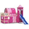 Lit mezzanine enfants avec tour sans matelas rose 80x200 cm 