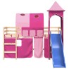 Lit mezzanine enfants avec tour sans matelas rose 80x200 cm 