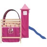 Lit mezzanine enfants avec tour sans matelas rose 80x200 cm 