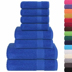 Ensemble de serviettes 8 pcs bleu 360 g/m² 100% coton 