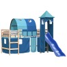 Lit mezzanine enfants avec tour sans matelas bleu 80x200 cm 