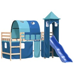Lit mezzanine enfants avec tour sans matelas bleu 80x200 cm 