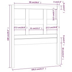 Tête de lit Marron miel 105,5x4x100 cm Bois massif de pin 