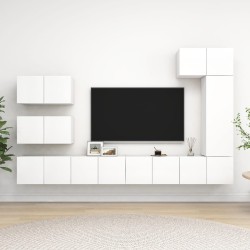 Ensemble de meubles TV 8 pcs Blanc Bois d'ingénierie 