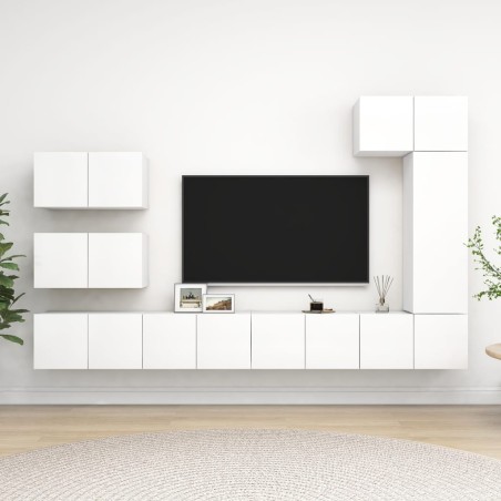 Ensemble de meubles TV 8 pcs Blanc Bois d'ingénierie 