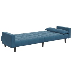 Canapé-lit à 2 places avec repose-pied bleu velours 