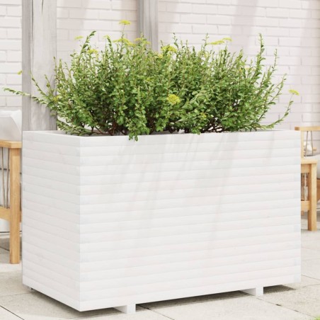 Jardinière blanc 110x60x72 cm bois de pin massif 