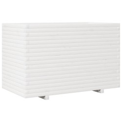 Jardinière blanc 110x60x72 cm bois de pin massif 