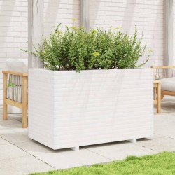 Jardinière blanc 110x60x72 cm bois de pin massif 