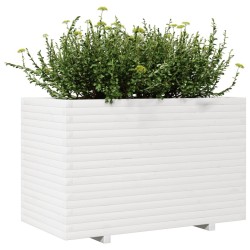 Jardinière blanc 110x60x72 cm bois de pin massif 