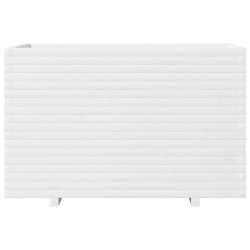 Jardinière blanc 110x60x72 cm bois de pin massif 