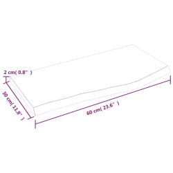 Comptoir de salle de bain marron foncé 60x30x2 cm bois traité 