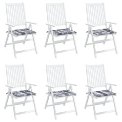 Coussins de chaise de jardin lot de 6 carreaux gris 50x50x3 cm 