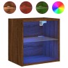 Table de chevet murale avec lumières LED chêne marron 