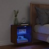 Table de chevet murale avec lumières LED chêne marron 