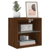 Table de chevet murale avec lumières LED chêne marron 