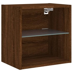 Table de chevet murale avec lumières LED chêne marron 