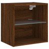 Table de chevet murale avec lumières LED chêne marron 