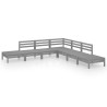 Salon de jardin 7 pcs Bois de pin massif Gris 