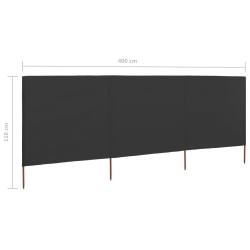 Paravent 3 panneaux Tissu 400 x 80 cm Anthracite 