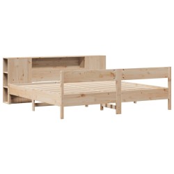Lit bibliothèque sans matelas 180x200 cm bois massif de pin 