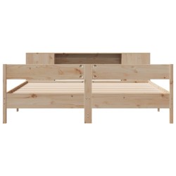 Lit bibliothèque sans matelas 180x200 cm bois massif de pin 