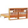 Lit bibliothèque sans matelas cire marron 200x200 cm pin massif 