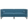 Canapé Chesterfield avec traversins 3 places bleu velours 