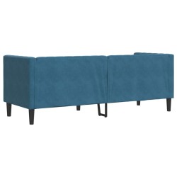 Canapé Chesterfield avec traversins 3 places bleu velours 