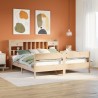 Lit bibliothèque sans matelas 200x200 cm bois massif de pin 