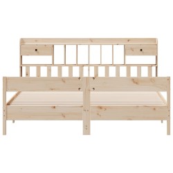 Lit bibliothèque sans matelas 200x200 cm bois massif de pin 