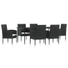 Ensemble à manger de jardin 7 pcs noir résine tressée et acier 