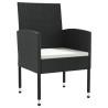 Ensemble à manger de jardin 7 pcs noir résine tressée et acier 