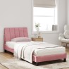 Lit avec matelas rose 90x190 cm velours 