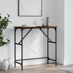 Table console chêne fumé 75x32x75 cm bois d'ingénierie 