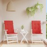 Coussins de chaise de jardin dossier haut lot de 2 rouge tissu 