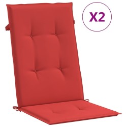 Coussins de chaise de jardin dossier haut lot de 2 rouge tissu 