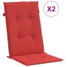 Coussins de chaise de jardin dossier haut lot de 2 rouge tissu 