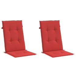 Coussins de chaise de jardin dossier haut lot de 2 rouge tissu 