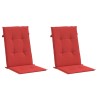 Coussins de chaise de jardin dossier haut lot de 2 rouge tissu 